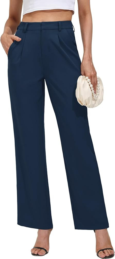 VILIGO Womens Straight Leg Dress Pants High Waisted Work Business Casual Trousers with Pockets | Amazon (US)