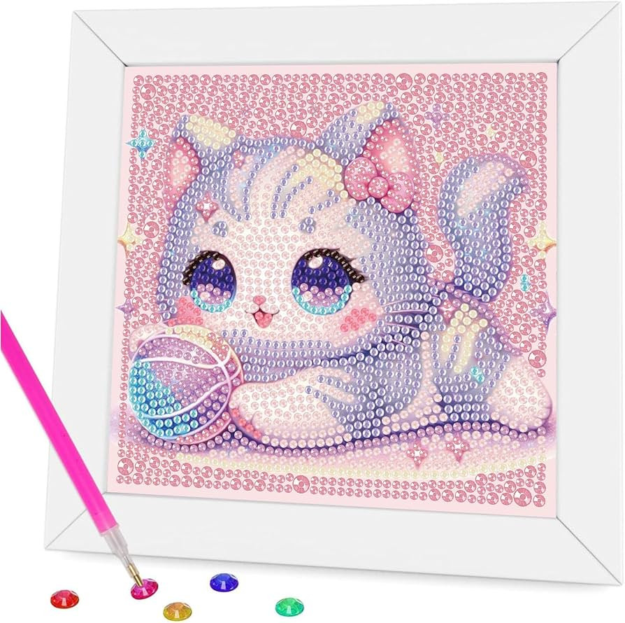 Gemozaic Diamond Art Kits for Kids with Frame, Cat Diamond Art for Kids Ages 6-8-12, DIY Kitten G... | Amazon (US)