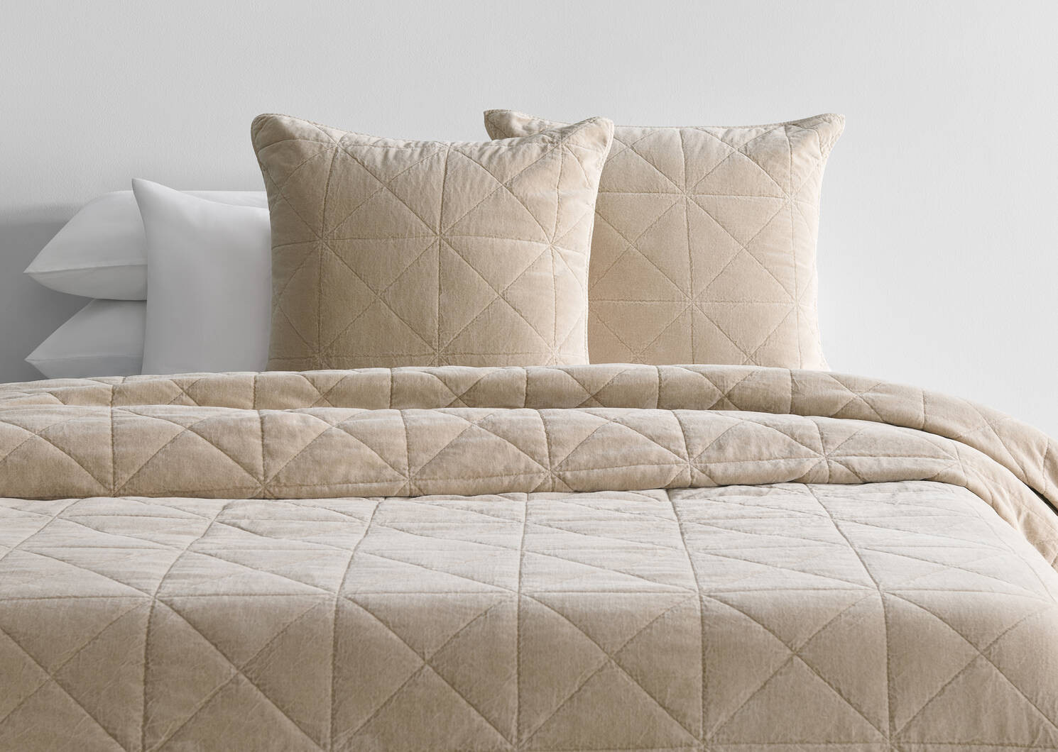 Joye Cotton Velvet Coverlet Latte | Urban Barn