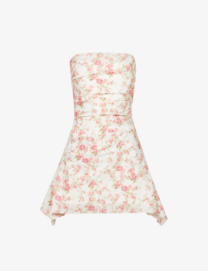 Womens Rose Print Jasmine Strapless Cotton-blend Mini Dress 10/12 | Selfridges