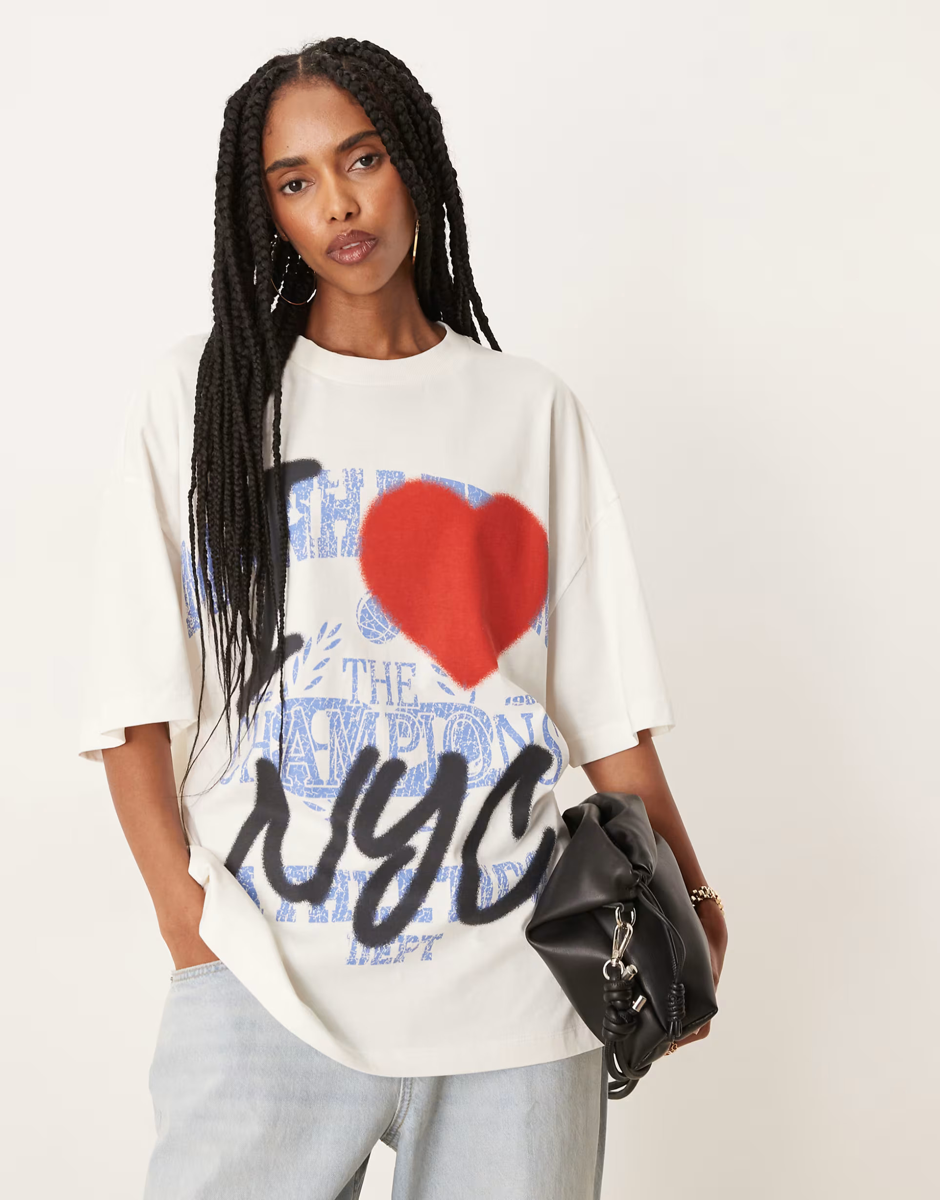 ASOS DESIGN oversized t-shirt with NYC graphic in cream | ASOS (Global)