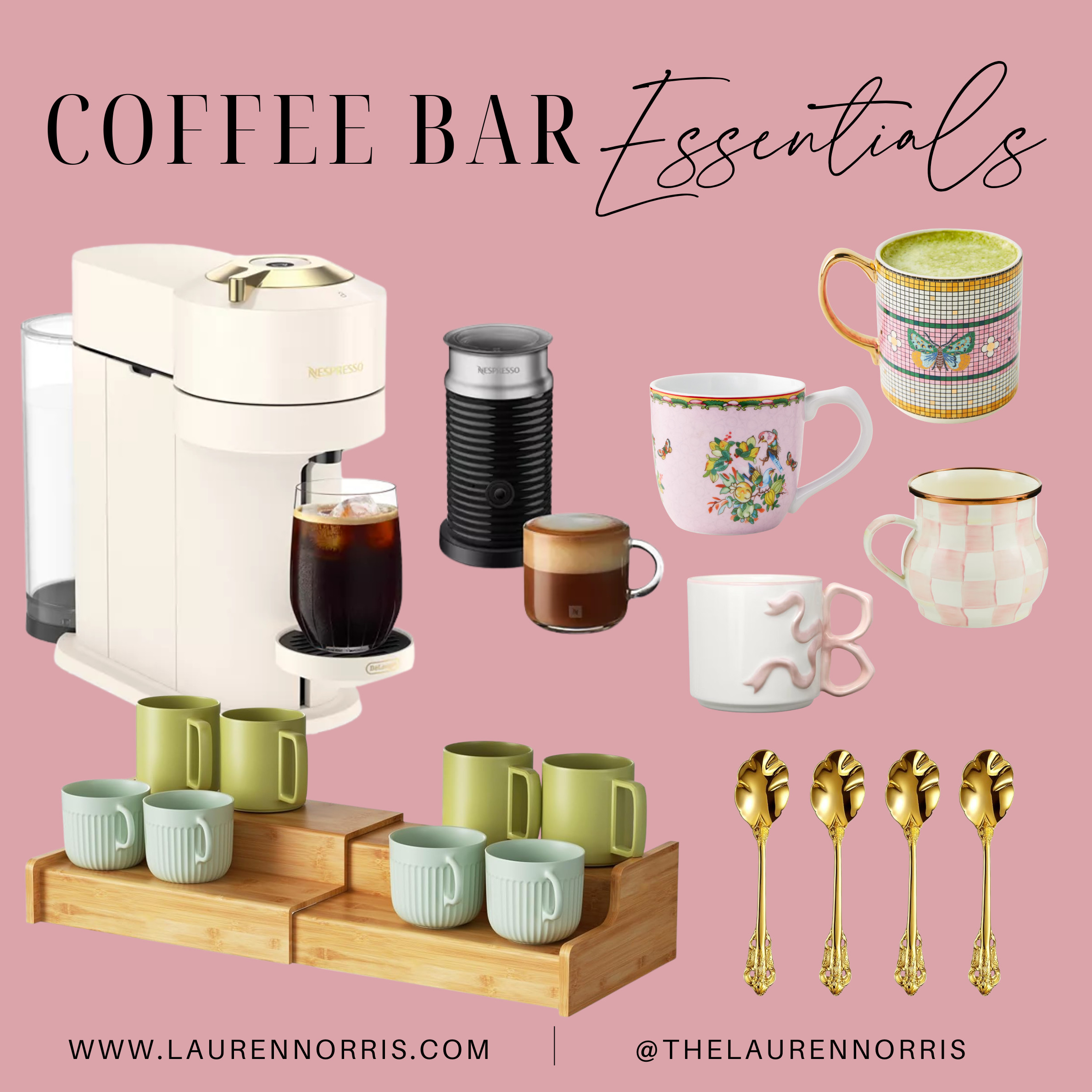 My coffee bar essentials! Nespresso machine and frother, mugs, and organizer! 

 #LTKHome