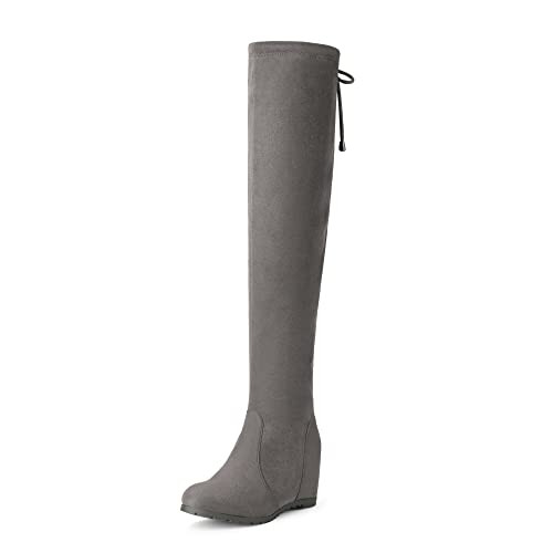 DREAM PAIRS Women's Leggy Grey Faux Suede Over The Knee Thigh High Boots - 7 M US | Amazon (US)