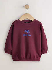 Burgandy Red Printed Crew Neck Sweat Top (3mths-7yrs) | Next US