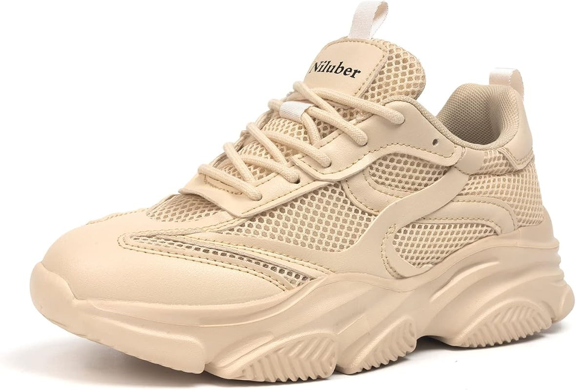 Niluber Women's Chunky Platform Sneakers-Non Slip Lace-up and Breathable Upper - Lightweight Cush... | Amazon (US)