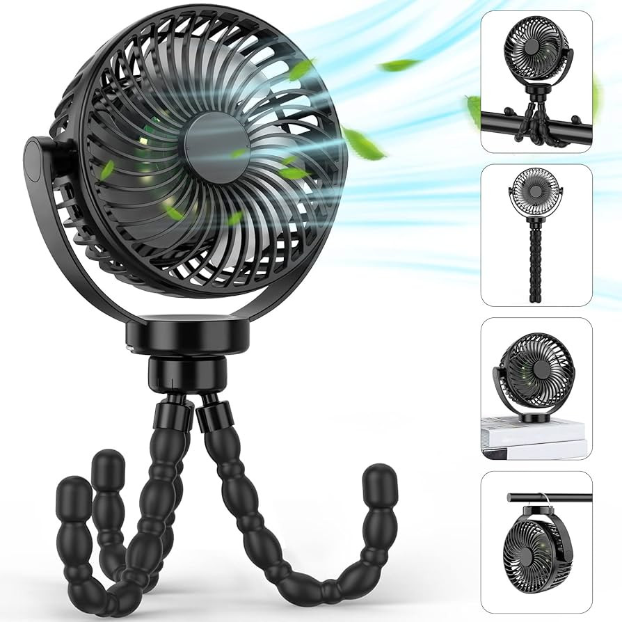 Portable Rechargeable Battery Fan with LED Lights, Stroller Fan with Tripod Clip for Baby, Portab... | Amazon (US)