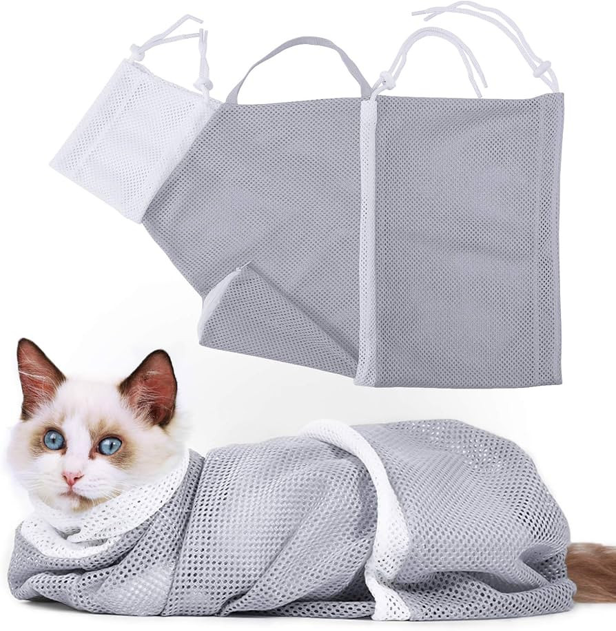Cat Bathing Bag Anti-Bite and Anti-Scratch Cat Grooming Bag for Bathing, Nail Trimming, Medicine ... | Amazon (US)