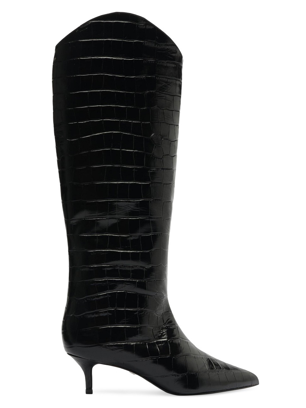 Women's Maryana 50MM Crocodile-Embossed Boots - Black - Size 5.5 | Saks Fifth Avenue