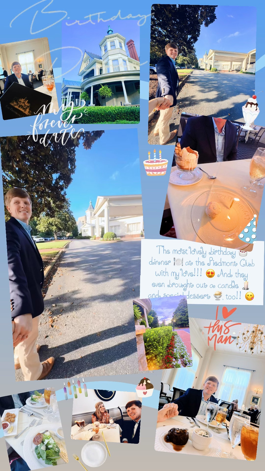 The most lovely birthday 🎂 dinner 🍽️ at the Piedmont Club with my love!! 😍 And they even brought out a candle 🕯️ and special dessert 🍨 
, too!! 😋