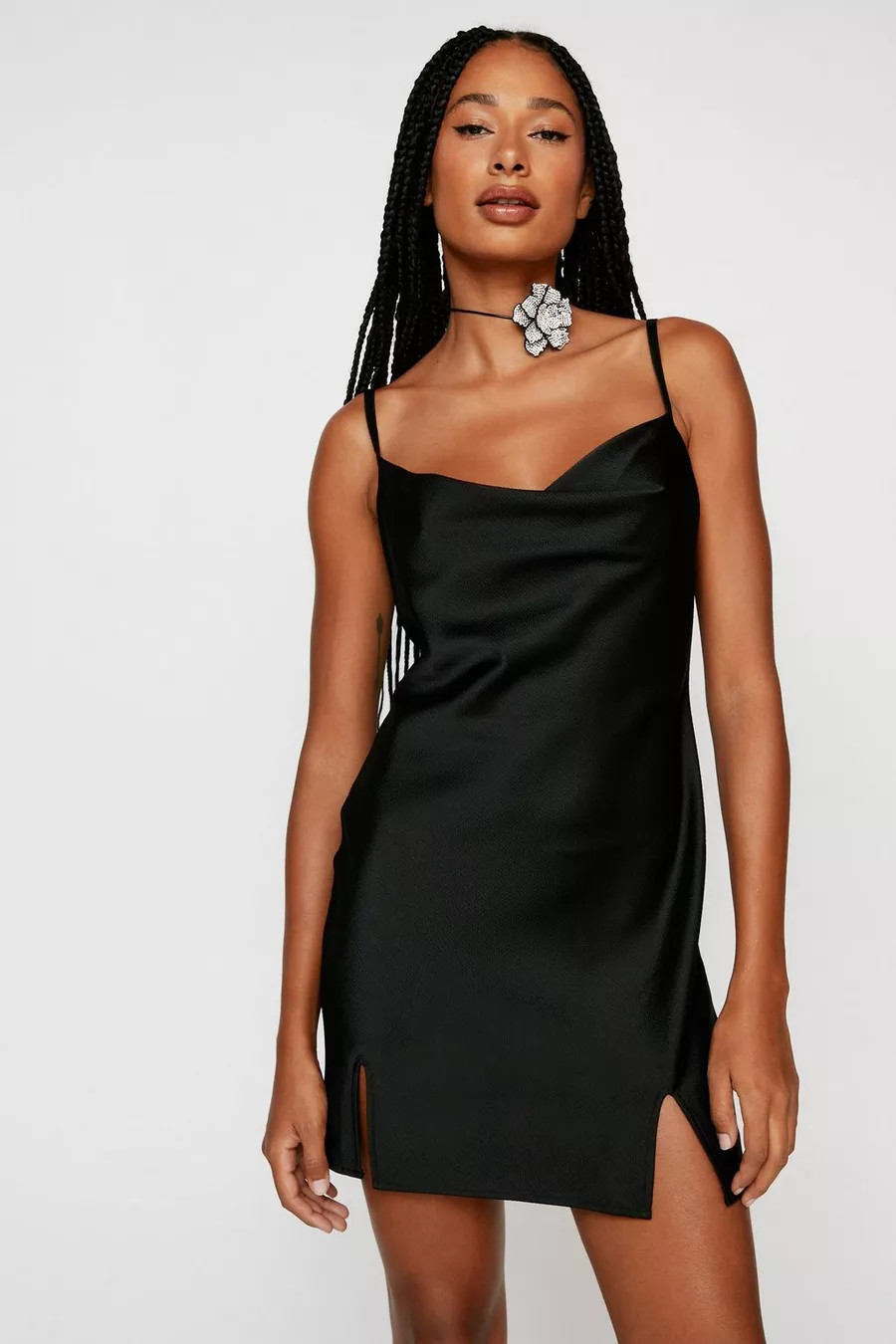 Petite Hammered Satin Cowl Neck Slip Dress | Nasty Gal US