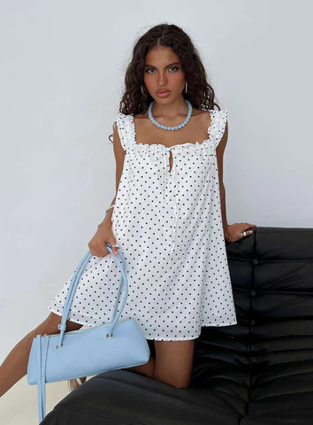 Swing Mini Dress White Polka Dot | Princess Polly US