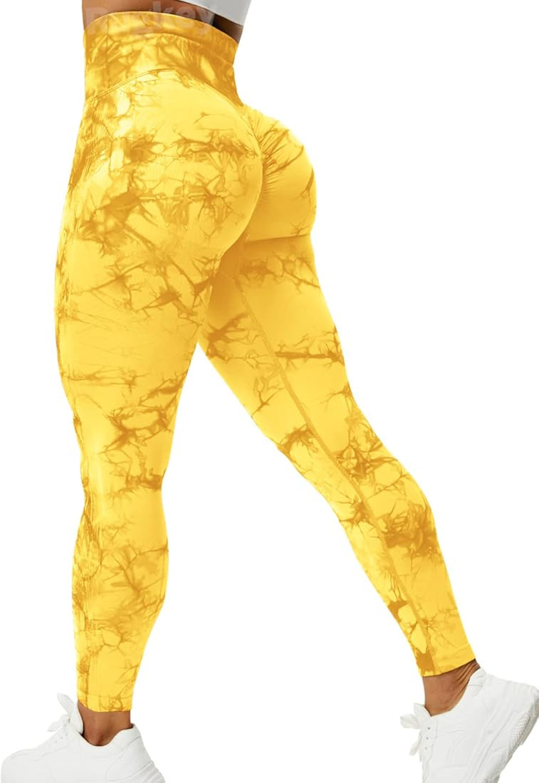 Rugkey Scrunch Butt Lift Leggings for Women Tie Dye High Waist Seamless Workout Yoga Pants Ruched... | Amazon (US)