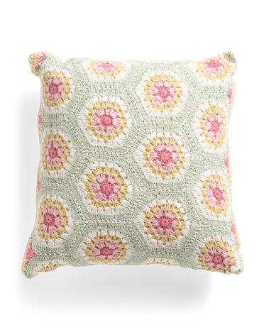 18x18 Crochet Printed Pillow | TJ Maxx