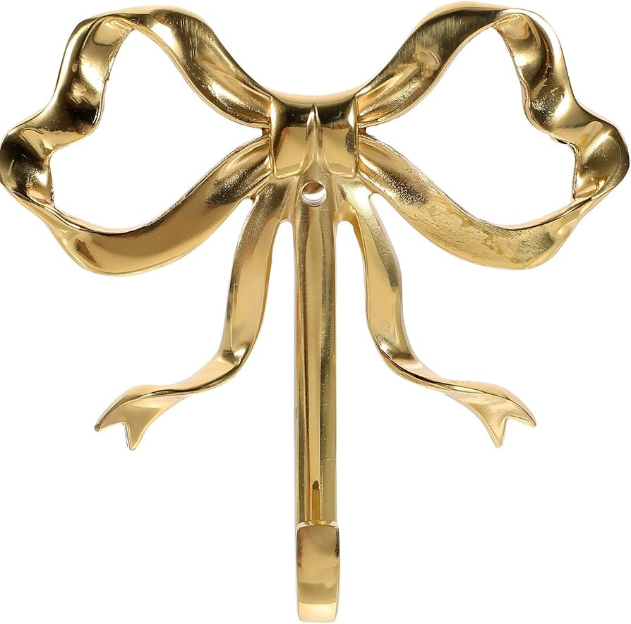MAGICLULU Golden Bow Shape Hook Retro Bow Wall Hook Large Wall Mounted Bow Coat Hook for Home Kit... | Amazon (US)