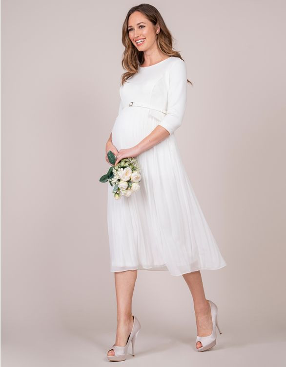 Ivory Pleated Maternity Midi Dress | Seraphine US