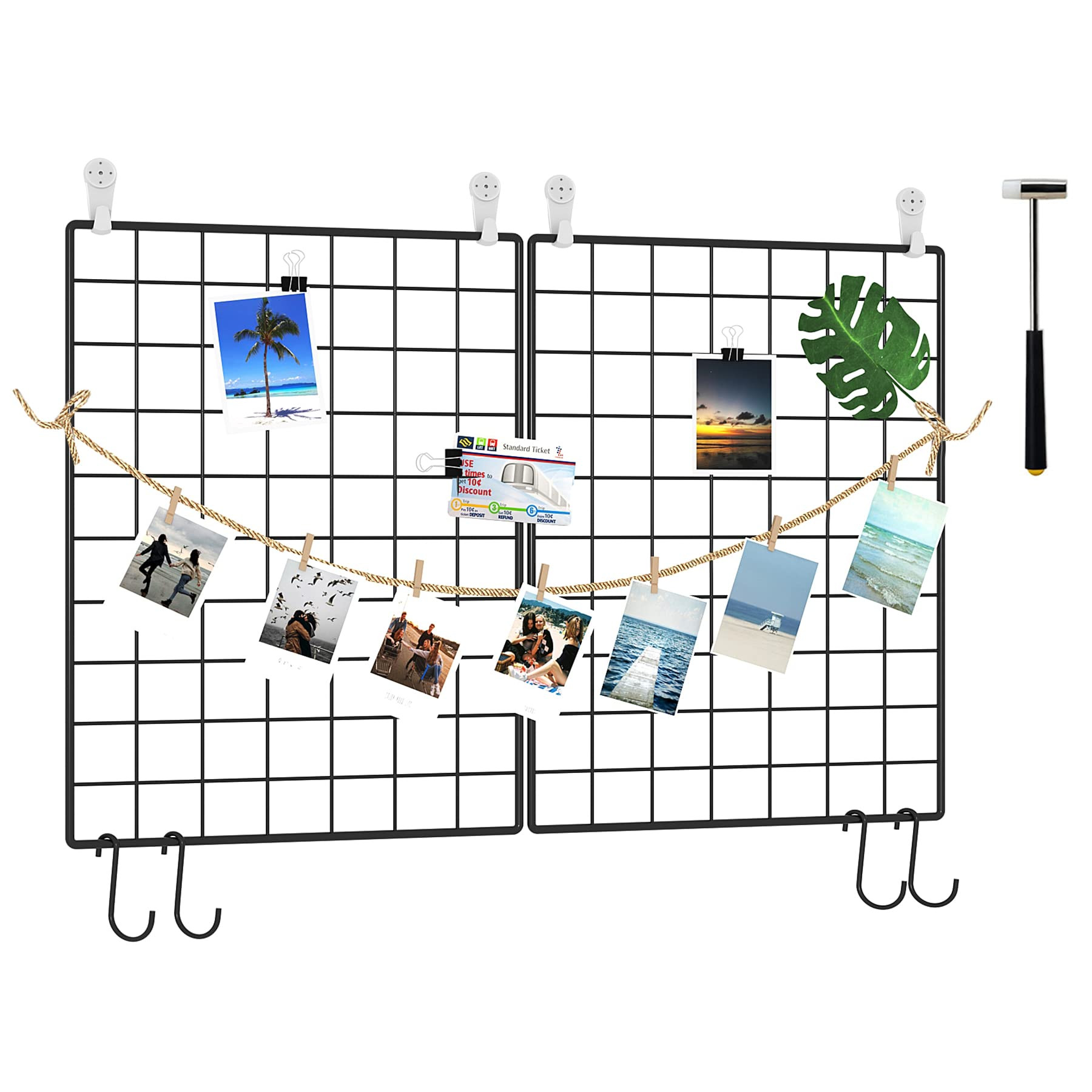 C&AHOME Photo Wall Panel, Wire Wall Grid, Wall Grid Panel, Grids Panel Set of 2, Decor Grid Panel... | Amazon (US)