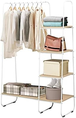 Tangkula Heavy Duty Metal Garment Rack, Free Standing Closet Organizer with 5 Shelves & Hanging B... | Amazon (US)