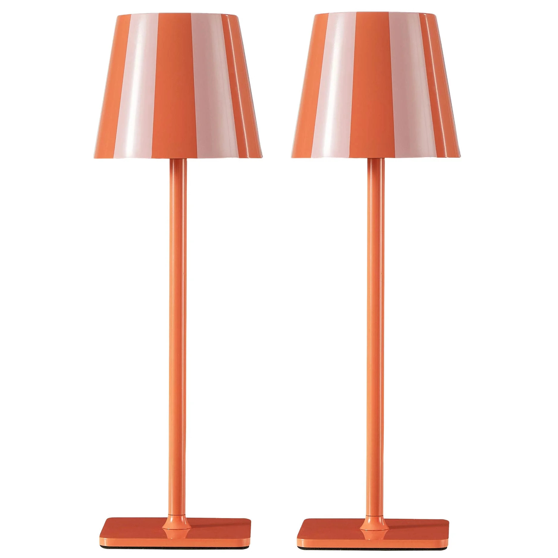 Mainstays 13" Indoor/Outdoor Rechargeable Orange Stripe Table Lamp, 2 Pack | Walmart (US)