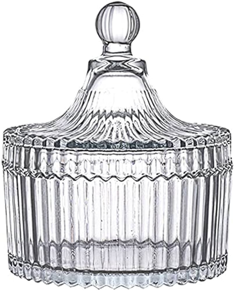 FTOF Glass Candy Storage Box Clear Sugar Dish With Lid Crystal Covered Candy Bowl Apothecary Food... | Amazon (US)