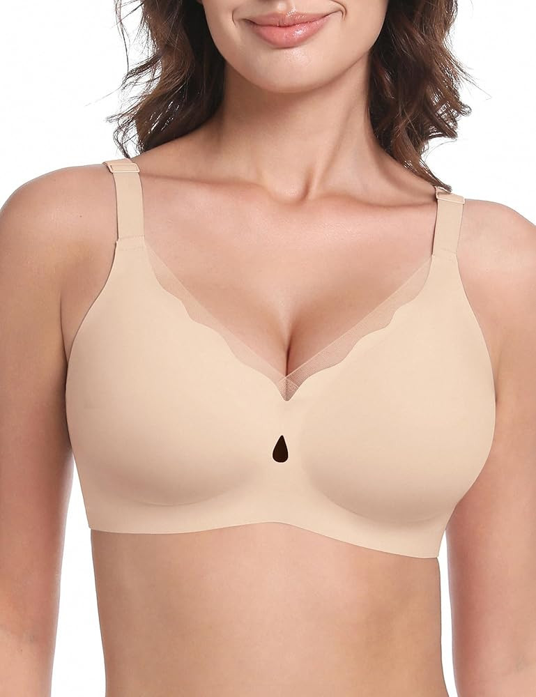 LUCKMEEY Bras for Women No Underwire Wireless Mesh Seamless T-Shirt Bra Push up Full Coverage Com... | Amazon (US)