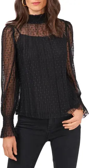 1.STATE Point d'Esprit Mock Neck Top | Nordstrom | Nordstrom