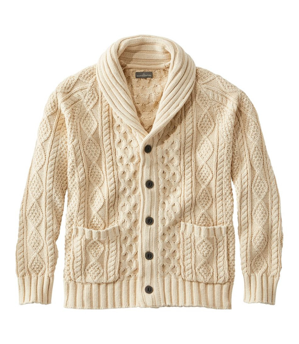 Men's Signature Cotton Fisherman Sweater, Shawl-Collar Cardigan | L.L. Bean