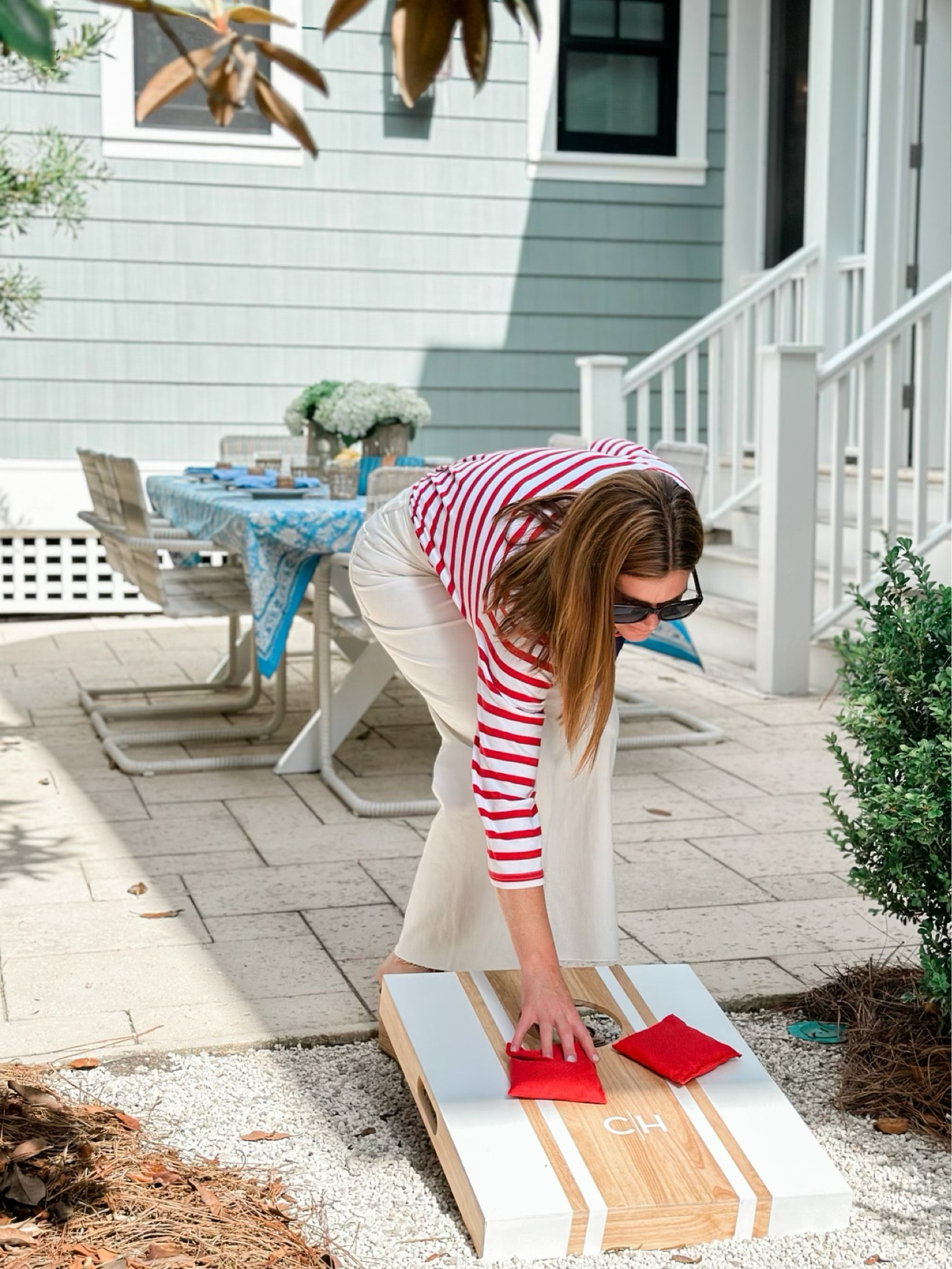 Red white and blue, striped tee, bags set, personalized bags set, for hole, family game night, mark and Graham, shop navy bleu, red and white stripe tee, patio style, summer entertaining 

#LTKhome #LTKSeasonal
