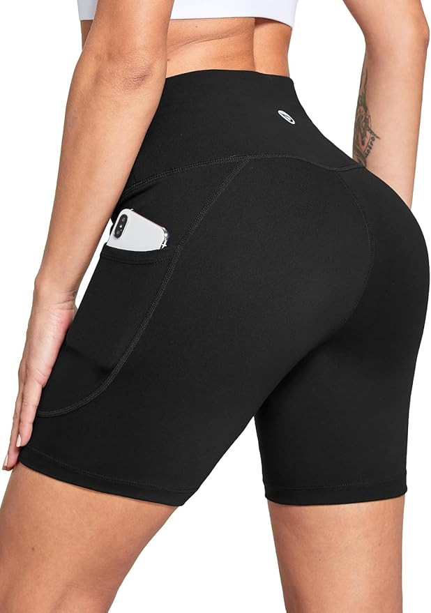 baleaf Women's 6"/8" High Waisted Biker Shorts with Pockets for Gym Workout Yoga Running Athletic | Amazon (US)