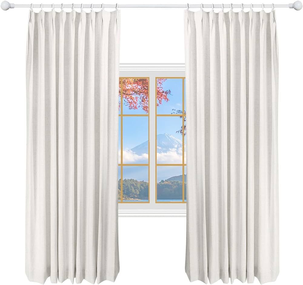 DotheDrape 72 W x 96 L inch Pinch Pleat Darkening Drapes Faux Linen Curtains with Lining Drapery ... | Amazon (US)