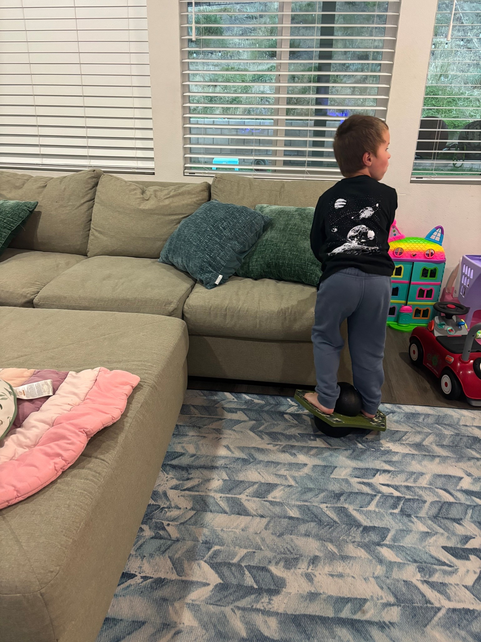 This is basically an indoor pogo stick because it’s on a bouncy ball! It’s pretty challenging but my son is loving trying to balance and hop all around  

#LTKmomlife #LTKKids