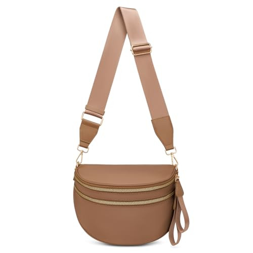 Amazon.com: Pure Colour Crossbody Bum Bags for Women Spacious Checkered Cross body Bag Nylon Tren... | Amazon (US)