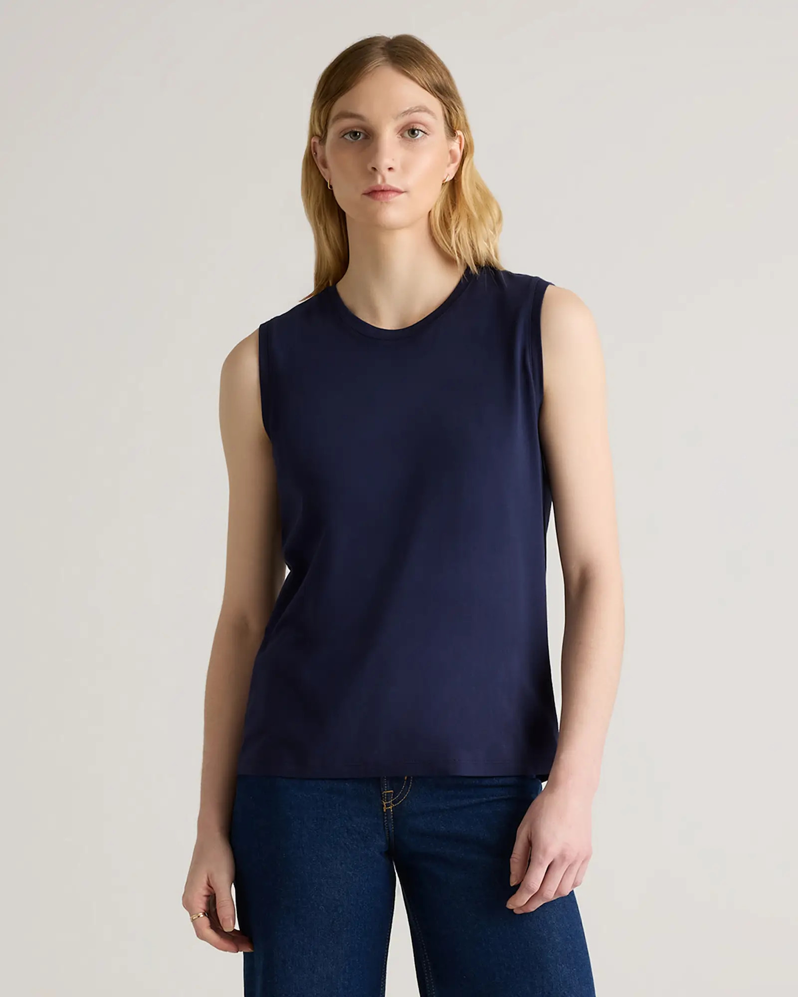 Cotton Modal Muscle Tank in Navy | Quince