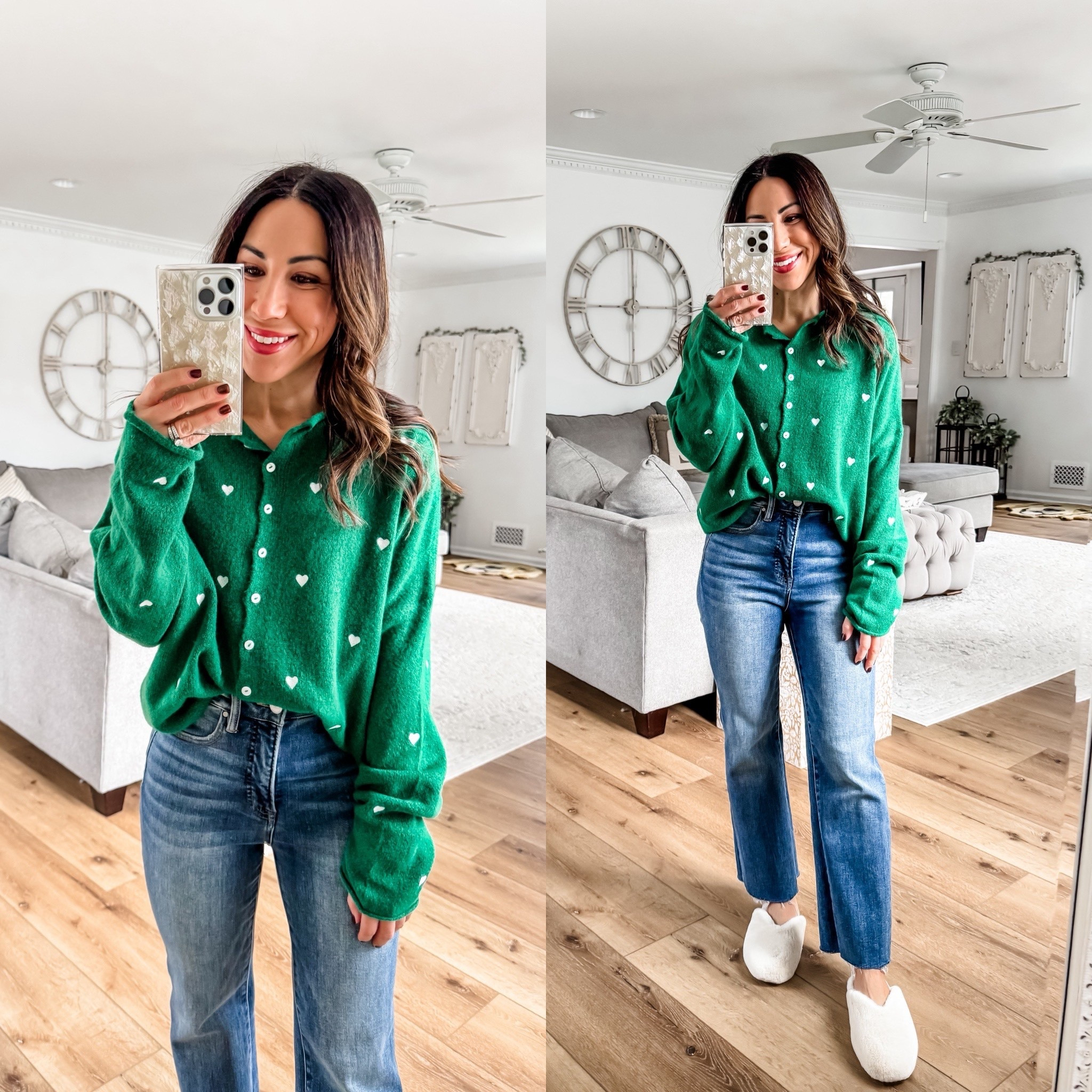 Small heart sweater, jeans 25, shoes, TTS, Holiday outfit, Christmas outfit, green sweater


#LTKFindsUnder100 #LTKHoliday #LTKSaleAlert