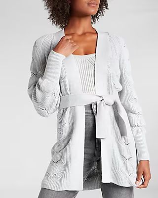 Pointelle Belted Cardigan | Express