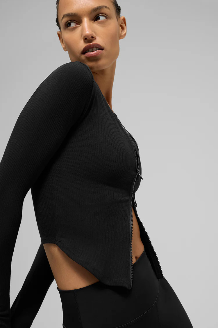 Ribbed Stardust Long Sleeve - Black | Alo Yoga (US)