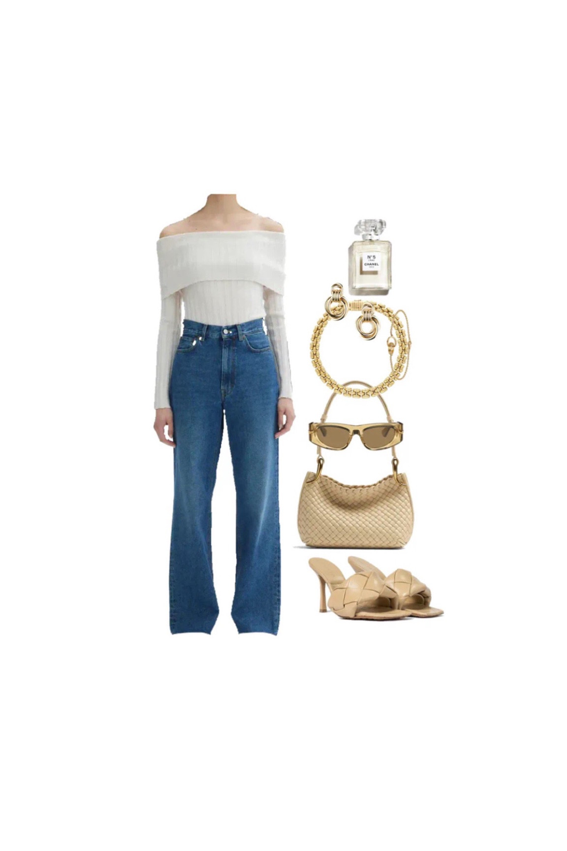 Off the shoulder cream ribbed top
Straight leg denim jeans 
Bottega Jodie bag 
Bottega style heels 
Tan sunglasses 
Gold accessories 
Chanel perfume 
Off duty look 
University looks 
Daily looks
Chic, timeless and classic outfits 

#LTKBacktoSchool #LTKSeasonal #LTKshoecrush