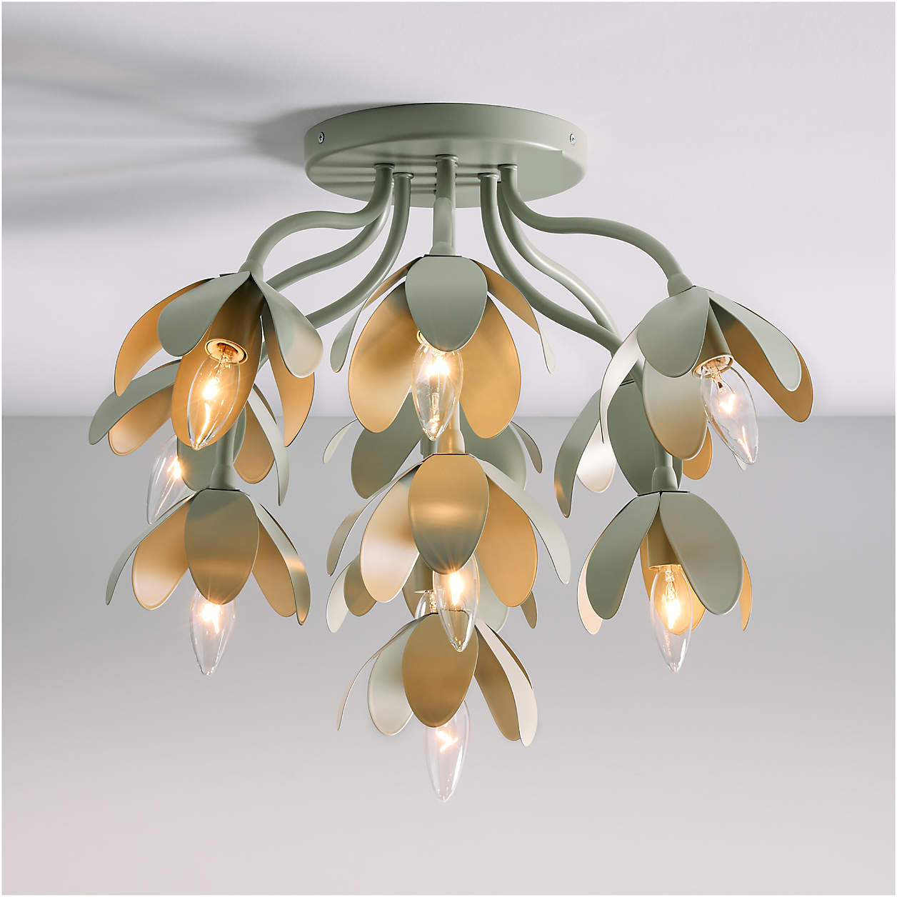 Bouquet Sage Green 22" Kids Flower Flush Mount Ceiling Light + Reviews | Crate & Kids | Crate & Barrel