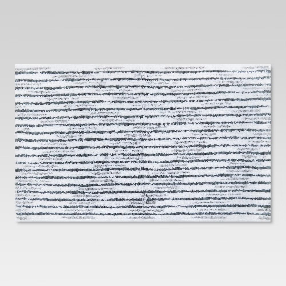 20""x32"" Spacedye Striped Bath Rug Gray/White - Threshold | Target