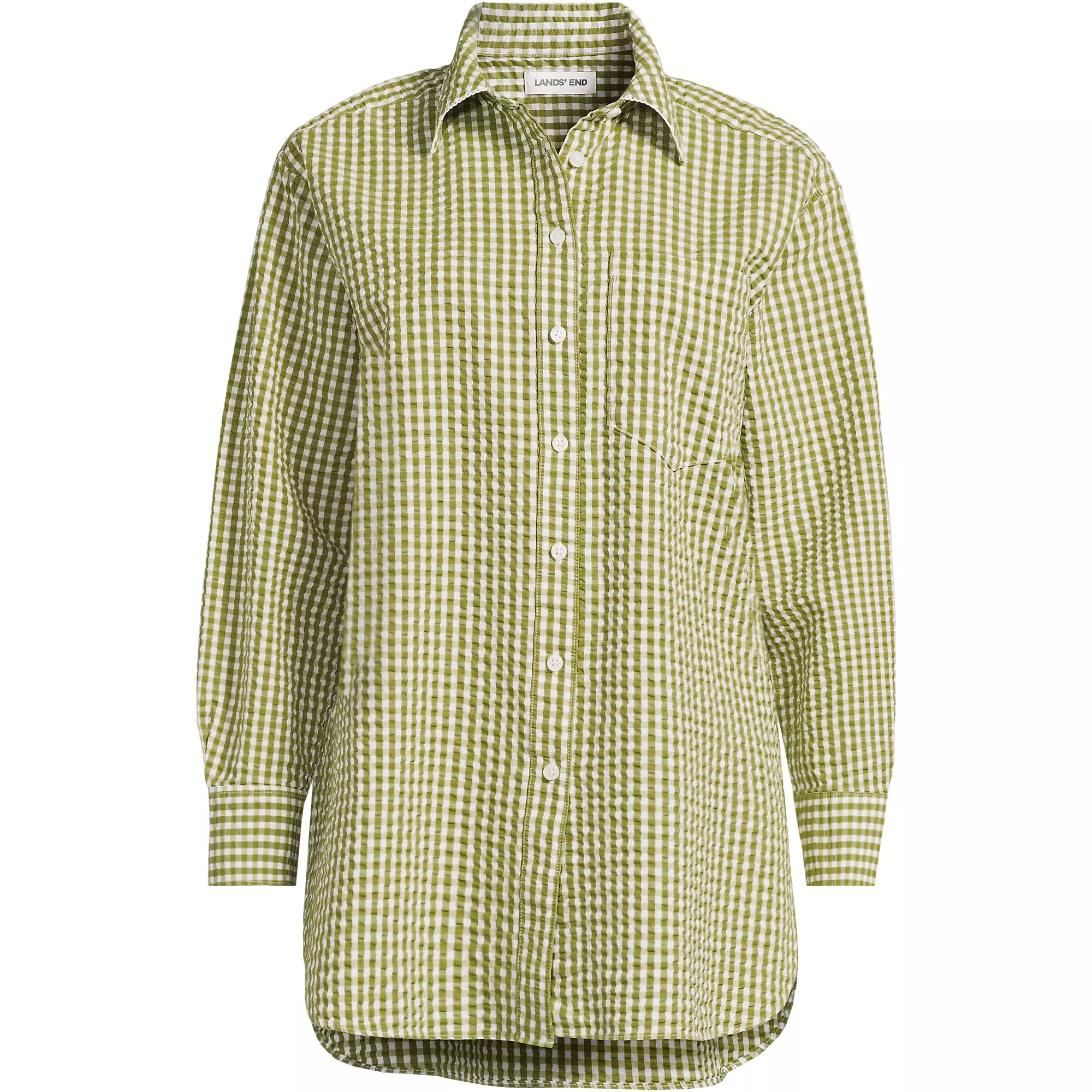 Women's Oversized Seersucker Shirt | Lands' End (US)