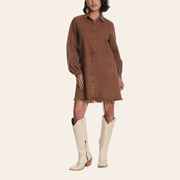 Rockin' C Women's Brown Washed Denim Shirt Dress | Cavender's