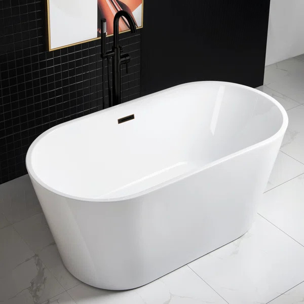 59" x 30" Freestanding Soaking AcrylicBathtub | Wayfair North America