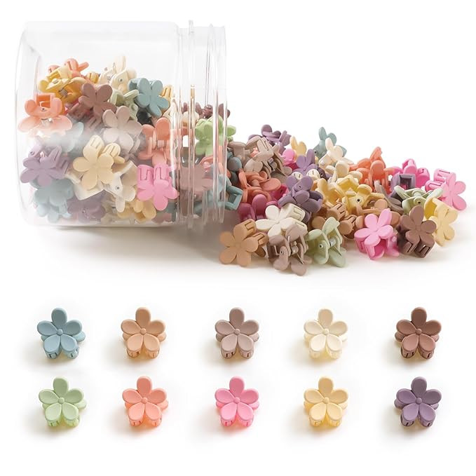 Mini Flower Hair Clips 100Pcs, Small Hair Clips Mini Claw Clips Cute Jaw Clips Hair Pins Hair Bar... | Amazon (US)