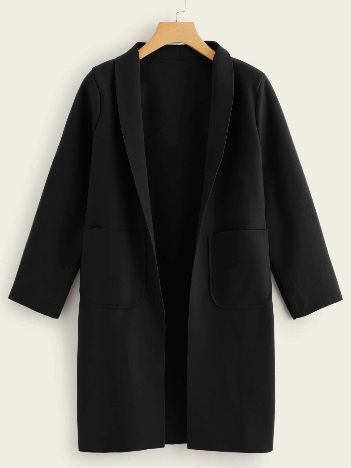 Solid Shawl Collar Dual Pocket Coat | SHEIN