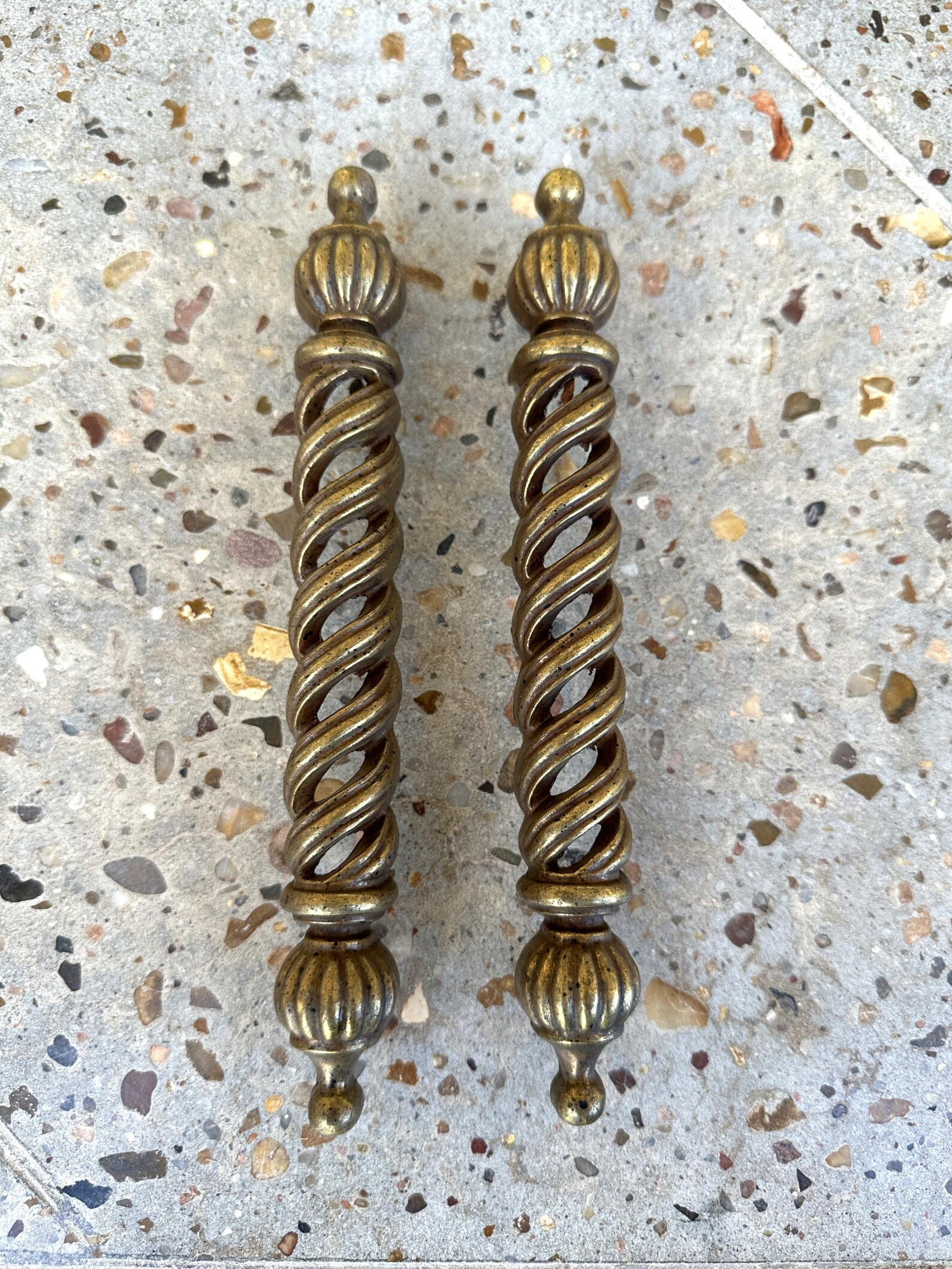 Vintage Brass Spiral Cabinet Pull Handles: Armoire Door Hardware (Pair) | Etsy (US)