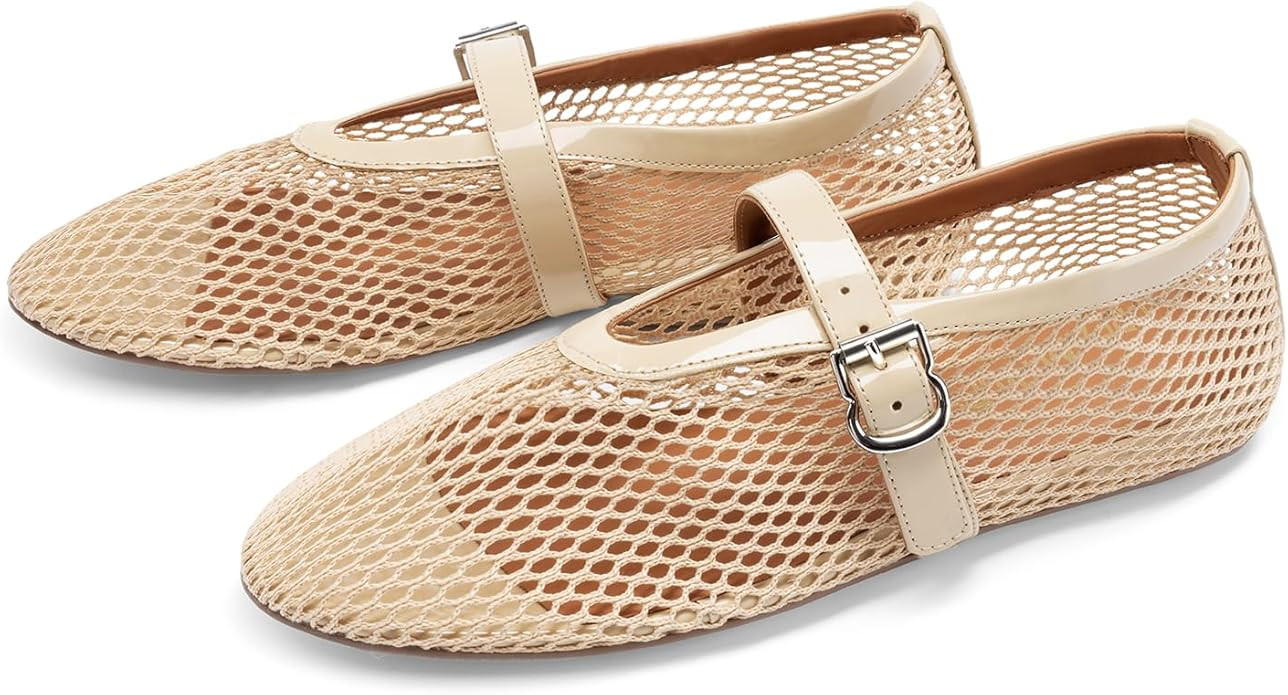 DREAM PAIRS Women's Mesh Ballet Flats Dressy Round Toe Comfortable Mary Jane Flat Shoes with Buck... | Amazon (US)