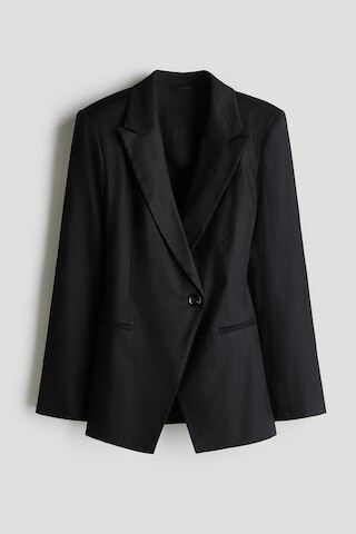 H & M - Easy Care Slim-Fit Linen-Blend Blazer - Black | H&M (US + CA)