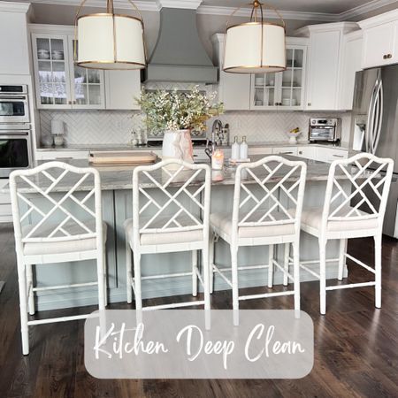 All of the items that I used my my post-holiday kitchen deep clean reel! Also linking our counter stools. The degreaser spray that I used on the stovetop and oven is GP66 (linked)  

#LTKhome