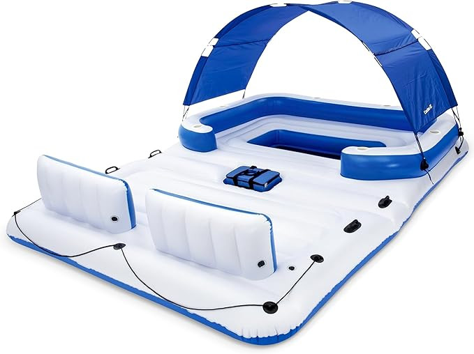 Bestway CoolerZ Tropical Breeze Party Island, Large 6 Person Adult Inflatable Lounger Lake Float | Amazon (US)