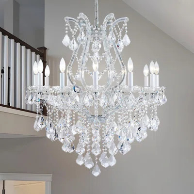 Large Crystal Chandelier-12-Light Chandelier Light Fixture Modern Maria Theresa Crystal Chandeliers Light For Foyer, Entryway, Staircase,High Ceiling, | Wayfair North America