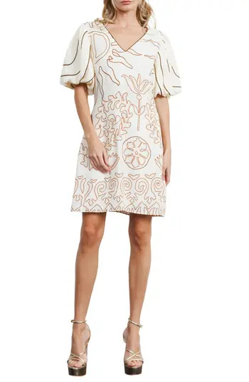 CIEBON Rochelle Floral Minidress in Cream at Nordstrom Rack, Size X-Small | Nordstrom Rack